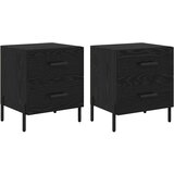 vidaXL Nočna omarica s predalom 2 pcs Črni hrast 40 x 35 x 47.5 cm, (5000069635) Cene