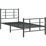 vidaXL Kovinski posteljni okvir z vzglavjem in vznožjem črn 90x200 cm | Shoptok.si
