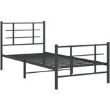 vidaXL metalni okvir kreveta uzglavlje i podnožje crni 90 x 200 cm | shoptok.hr