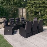  9-dijelni vrtni blagovaonski set s jastucima crni | shoptok.hr