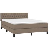  Box spring postelja z vzmetnico taupe 140x190 cm blago | Shoptok.si