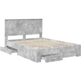  Krevetna konstrukcija s ladicama Betonski sivi 135 x 190 cm | shoptok.hr