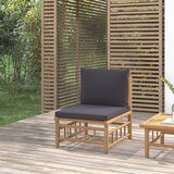 vidaXL Srednja vrtna sofa od bambusa s tamnosivim jastucima | shoptok.hr