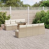 vidaXL 9-delni vrtni kavč set z blazinami bež poli ratan | Shoptok.si