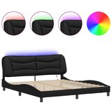 Maison Chic Posteljni okvir - Dvoposteljna postelja - Zakonska postelja z LED lučkami črn 180x200 cm umetno usnje, (21695945) Cene