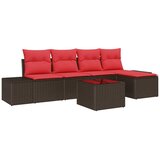 vidaXL Vrtna sedežna garnitura z blazino 6 pcs Rjava in rdeča, (5000022323) | Shoptok.si