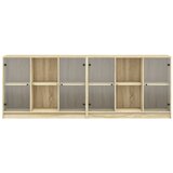  Regal za knjige s vratima boja hrasta 204 x 37 x 75 cm drveni Smeđa | Shoptok.si