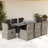 vidaXL 9-dijelni vrtni blagovaonski set od poliratana s jastucima sivi | shoptok.hr