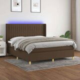  Krevet box spring s madracem LED tamnosmeđi 180x200 cm tkanina | shoptok.hr