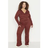Trendyol Curve Brown Double Breasted Closure Knitted Bottom-Top Set Cene