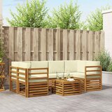  Set vanjskih sofa 7 kom. Prirodna i krem Čvrsto drvo akacije | shoptok.hr