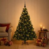  Umjetno božićno drvce s kuglicom 120 cm 150 LED lampica - Zelena 120 cm s LED-ima i crnim lopticama | shoptok.hr