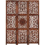 vidaXL Ročno izrezljan paravan 3-delni rjav 120x165cm trden mangov les | Shoptok.si