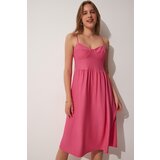  Women's Dark Pink Strapless Summer Knitted Dress | Shoptok.si