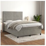  Krevet s oprugama i madracem svjetlosivi 140x190 cm baršunasti | shoptok.hr