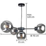  Luster na sajli KALIOPE 4xE27/60W/230V crni/zadimljeno-crni | Eponuda.com