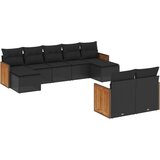 vidaXL Vrtna sedežna garnitura 9-delna z blazinami črn poli ratan, (21071572) | Shoptok.si