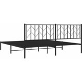  Metalni okvir za krevet s uzglavljem crni 193x203 cm | shoptok.hr