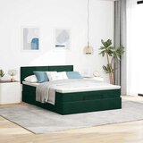  Ottoman krevet s madracem i LED diodama tamnozeleni 140x190 cm baršun | shoptok.hr
