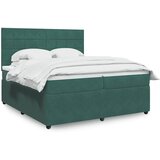 vidaXL Krevet s oprugama i madracem tamnozeleni 200x200 cm baršunasti | shoptok.hr