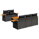  The Living Store Vrtna sedežna garnitura 6-delna z blazinami črna poli ratan - Vrtna Sedežna Garniture, (21452318) | Shoptok.si