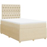 vidaXL Box spring postelja z vzmetnico krem 120x200 cm blago, (21305858) | Shoptok.si