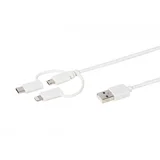 Kabel 38784, Micro-USB, Lightning, Type-C, 1m, bijeli