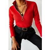 XHAN Women's Red Camisole Zipper Blouse cene
