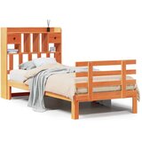 vidaXL Knjižna postelja brez ležišča vošč. rjava 90x200 cm borovina | Shoptok.si