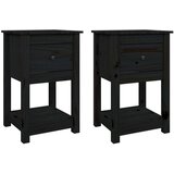  Nočna omarica 2 kosa črna 40x35x61,5 cm trdna borovina, (20716592) | Shoptok.si