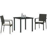  Vrtni set za objed s jastukom 3 pcs Crna Poli ratan | shoptok.hr