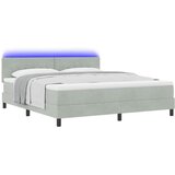  LED Box Spring Krevet Svijetlo siva 180 x 200 cm Baršun | shoptok.hr