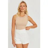 Cool & Sexy Women's Camel Piping Camisole Blouse