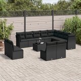 vidaXL 13-dijelni set vrtnih sofa s jastucima poliratan crni Cijene