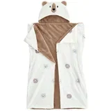 Smeđa/krem dječja dekica s kapuljačom od mikropliša 90x125 cm Cosy Bear –