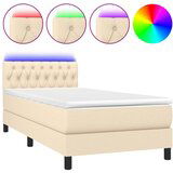 Maison Chic Box spring postelja - Vzmetna postelja z vzmetnico LED krem 100x200 cm blago SL2626, (21900363) Cene