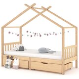vidaXL Otroški posteljni okvir s predali trdna borovina 90x200 cm | Shoptok.si