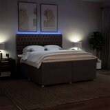 vidaXL Box spring postelja z vzmetnico temno rjav 200x200 cm blago, (21307657) | Shoptok.si