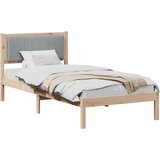 vidaXL Posteljni okvir z oblazinjenim vzglavjem Svetlo siva | Shoptok.si