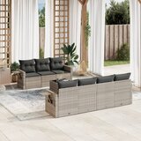 Maison Chic Seti vrtnega pohištva - Vrtna garnitura - Vrtni pohištvo set 8-delna z blazinami sv. siv poli ratan, (21799350) | Shoptok.si