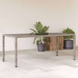 vidaXL Vrtni stol sa staklenom pločom sivi 190x90x75 cm od poliratana | shoptok.hr