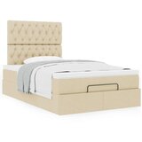  Otomanski okvir kreveta s madraca krem 120x190 cm od tkanine | shoptok.hr