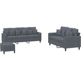  3-dijelni set sofa s jastucima tamnosivi baršunasti | shoptok.hr