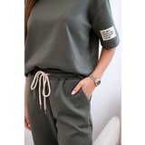 Kesi Włoski Women's viscose set with short sleeves and trousers khaki | shoptok.hr