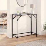  Konzolni stol s crnom staklenom površinom 80x35x81 cm čelični | shoptok.hr