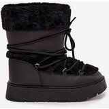 Boto Women's Snow Boots With Fur And Lacing On Platform Black Marinna | shoptok.hr