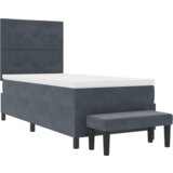 vidaXL Box Spring postelja z ležiščem in klopjo temno siva 80x200 cm žamet | Shoptok.si