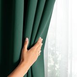Restilo Blackout curtain, bottle green, plain, classic, with tieback, classic style, multifunctional tape, heavyweight blackout fabric, 140 x 280 cm | shoptok.hr