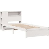 vidaXL Krevet s regalom za knjige bez madraca bijeli 90x200cm borovina | shoptok.hr