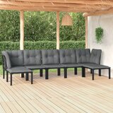 Maison Chic Seti vrtnega pohištva - Vrtna garnitura - Vrtni pohištvo set 7-delna črna in siva poli ratan, (21807117) | Shoptok.si